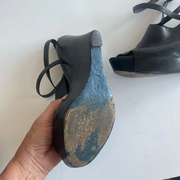 Cole Haan Black Wedge Sandals - Picture 5 of 6